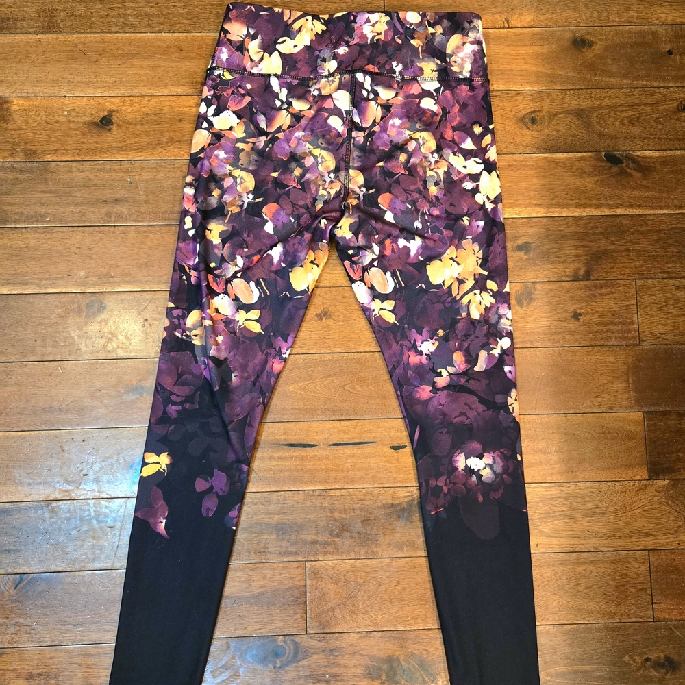 Jockey Purple and Yellow Floral Leggings Womens Medium